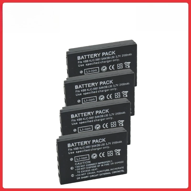 

4Pcs KLIC-5001 DB-L50 Battery For Sanyo DB-L50 Kodak P850 Z760 DX7590 DX7630 Zoom Sanyo DMX-FH1 FH11 HD1000 HD2000