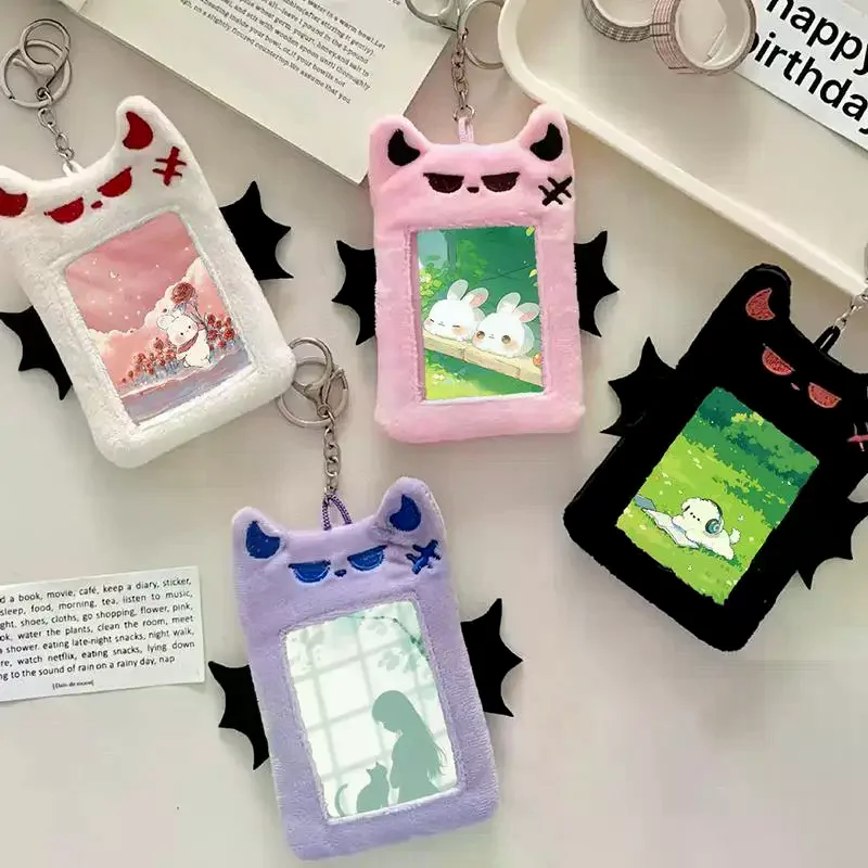 1Pcs Students Idols Photos Protective Cover Cartoon Devil Plush Photocard Case Photo ID Credit Band Card Holder Card Case