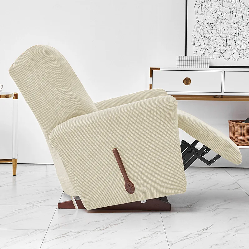 

Solid Color Recliner Sofa Cover 4pcs Split Cover for Armchair Stretch Non-Slip 1 Seater Couch Dust-Proof Case Cover