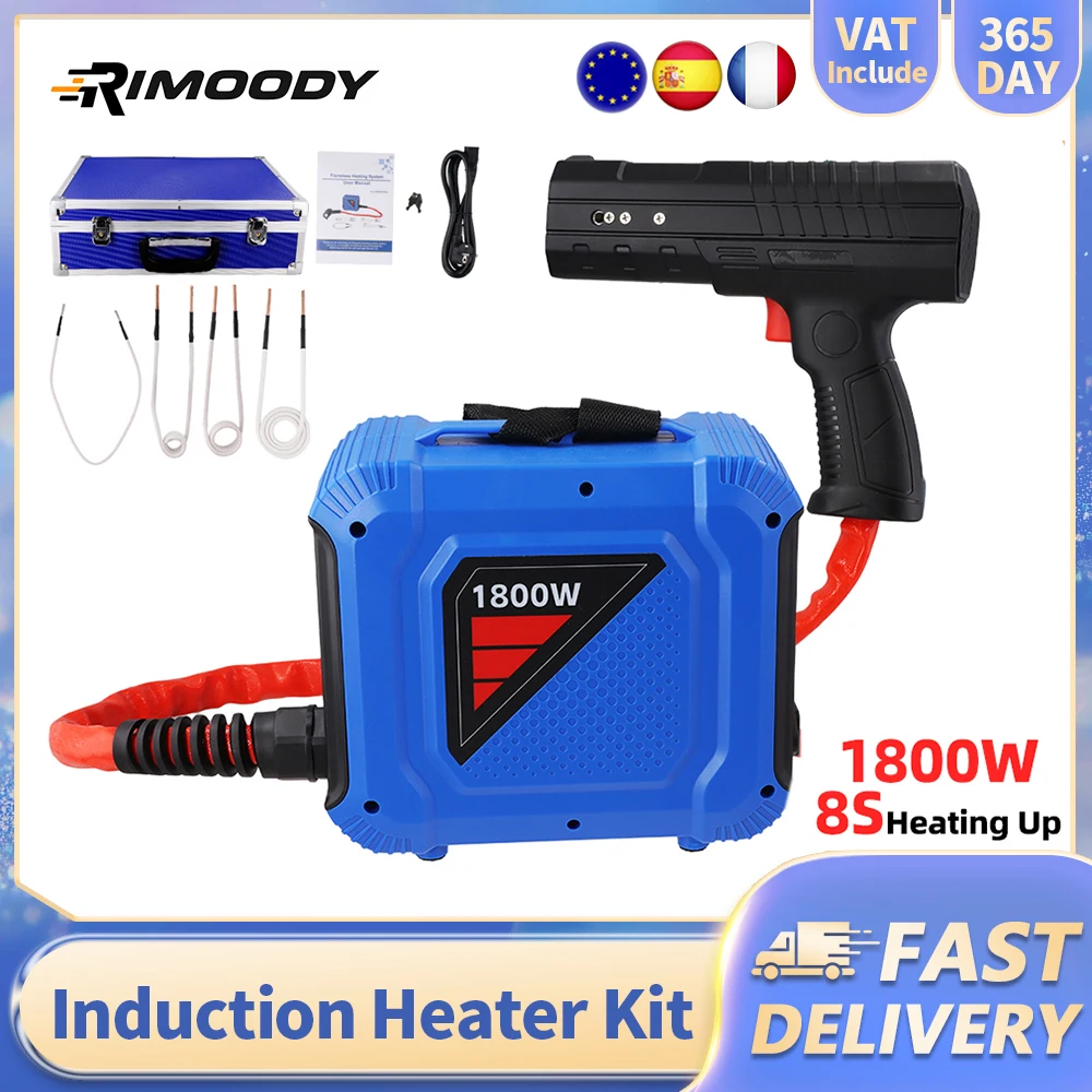 Rimoody 1800W Kit riscaldatore a induzione portatile magnetico di tipo diviso Dispositivo di rimozione bullone riscaldatore a induzione senza fiamma per riparazione auto