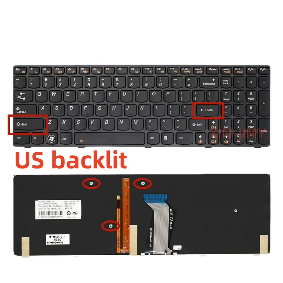 

Клавиатура с подсветкой (США) для Lenovo IdeaPad Y580 Y580A Y580N Y580NT 25207372 25203130