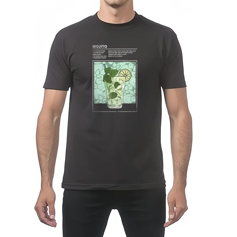 Bebida mixta con alcohol Mojito cóctel Happy Hour licor barman camiseta nueva 100% algodón cuello redondo manga corta Casual camiseta para hombre