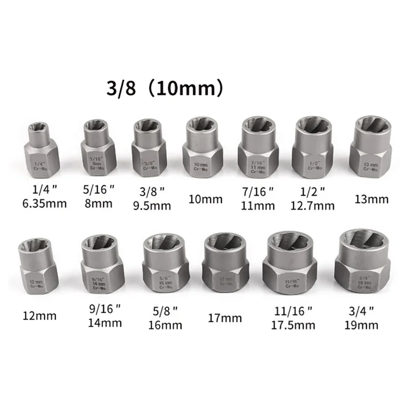 14Pcs Impact Bolt & Nut Remover Set, Stripped Lug Nut Remover with Hex Adapter Extraction Socket Set