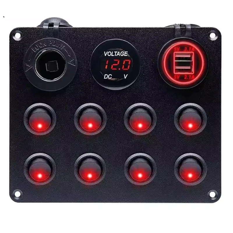 Super Sale 8 Gang Button Rocker Toggle Switch Panel Usb Control for Car Truck Marine Boat RV ATV UTV Caravan Circuit Breaker