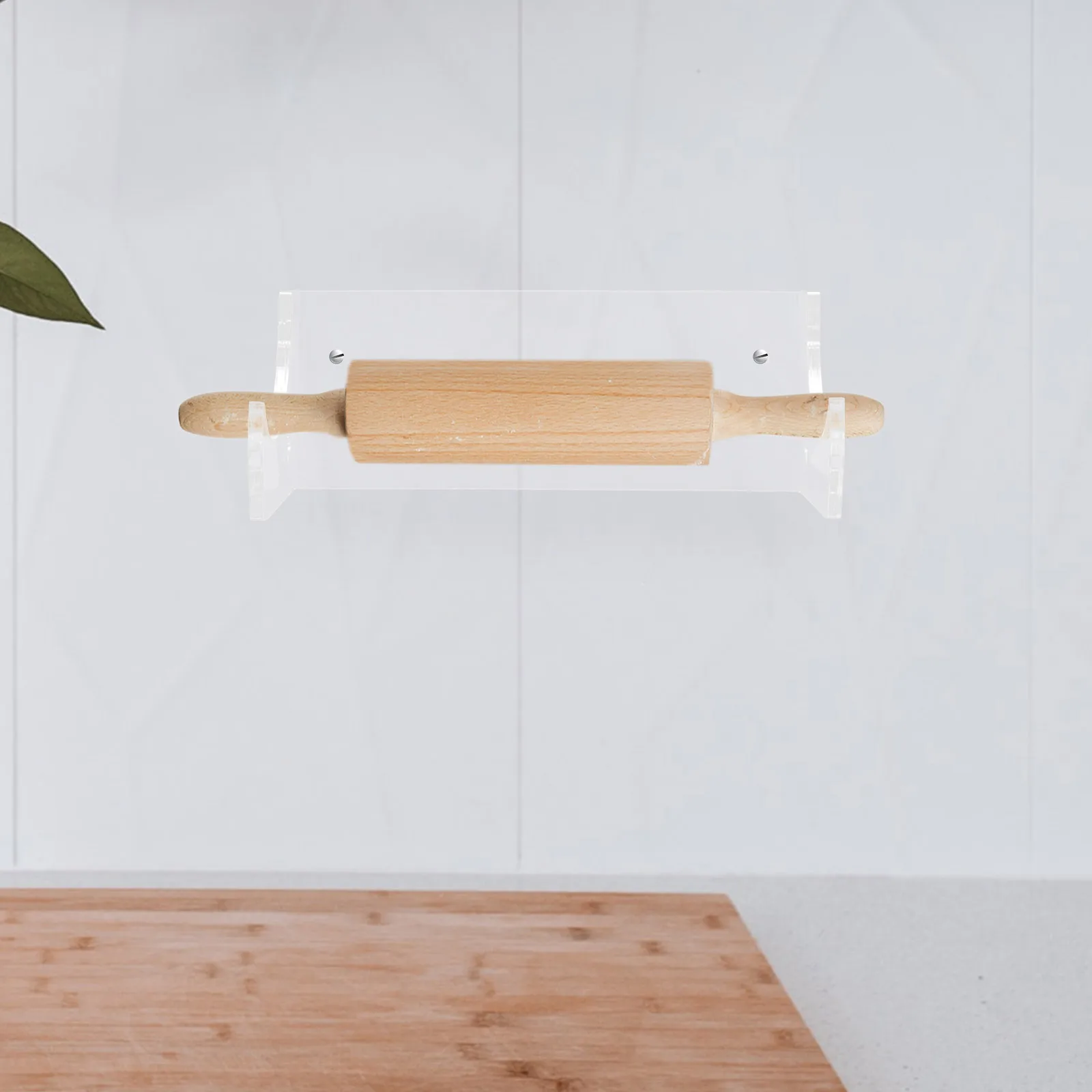 

2pcs Acrylic Rolling Pin Holders Wall Mount Transparent Kitchen Storage Rack For Baking Tools Organizing Display Stand