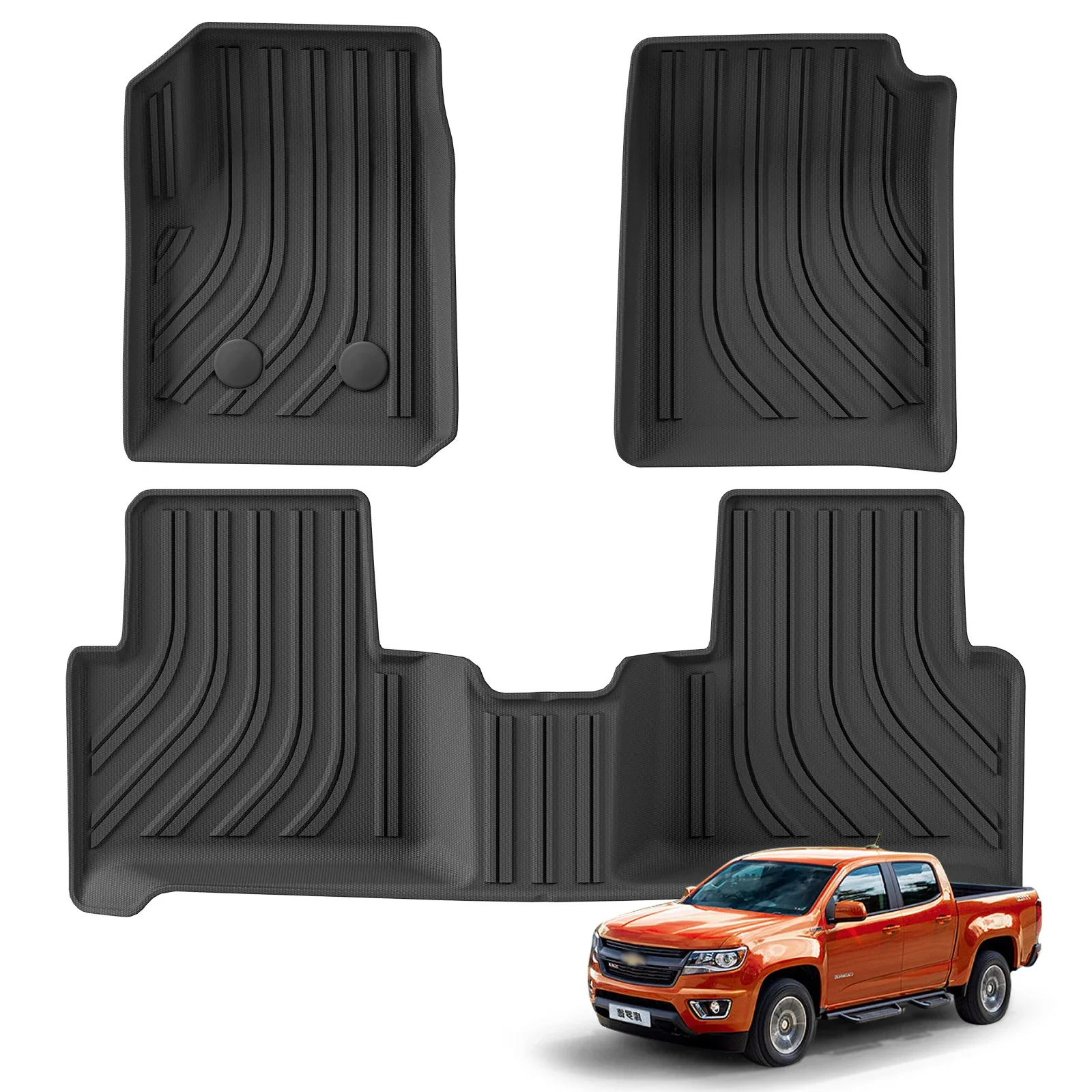 

Car Foot Mats For Chevrolet Colorado 2015-2022 TPE All Weather Waterproof Anti-Slip Floor Mats Cargo Liner Anti Dirty Pads