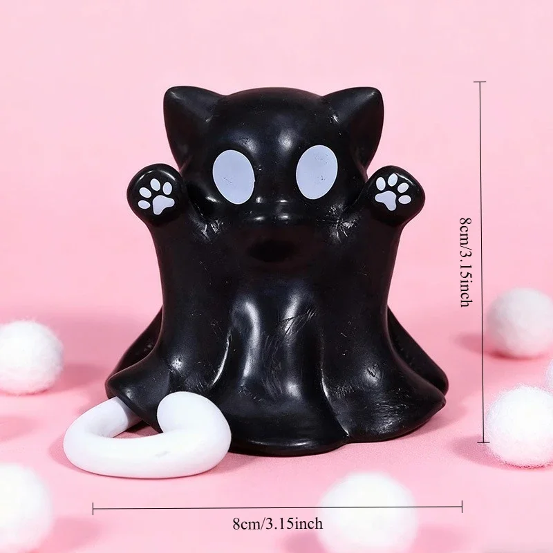 لطيف القط الصغير شبح تمثال مخيف الراتنج شبح تمثال لطيف شبح الحلي مثالية للداخلية والشرفة هالوين ديكور منضدية #6