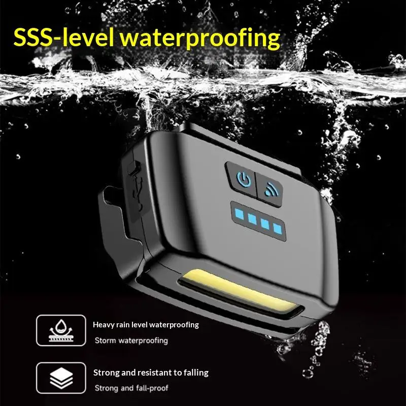 Intelligent Charging Induction Headlamp Red Light Portable Hat Clip Light For Outdoor Fishing Night WorkingNew