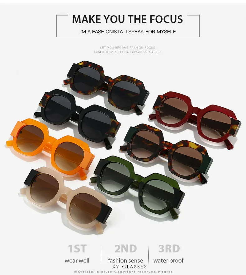 Neue Hexagon Einzigartige Sonnenbrille Frauen Marke Designer Farbe Patchwork Retro Weibliche Shades Reise Casual Brillen – Detail 3