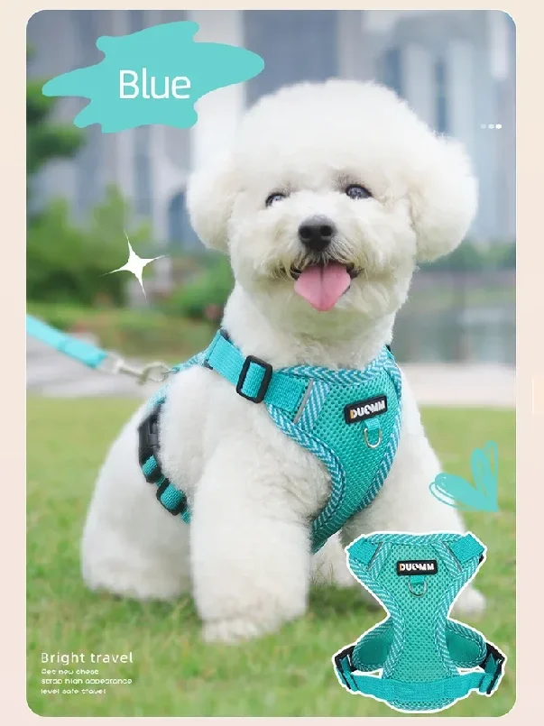 Reflective Breathable Dog Harness And Leash Set Pet Chest Strap Dopamine Pet Supplies Dog Accessories For Small Dogs_voghion.com