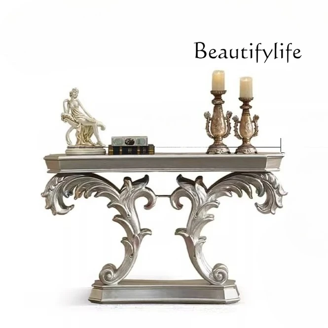 

European-style entrance platform Neoclassical aisle entrance table French light luxury champagne gold corridor end-view platform