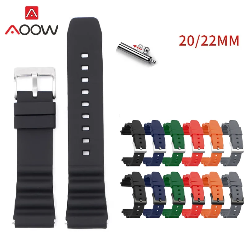 20mm 22mm Silicone Strap Quick Release Sport Waterproof Diving Men Rubber Replacement Bracelet Band Watch Accessories for Seiko