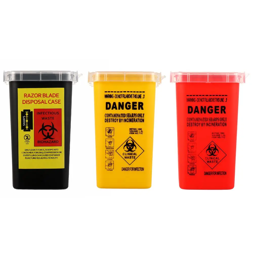 Biohazard Box Medical Tool Storage Collect Box Sharps Container Needles Bin Waste Box