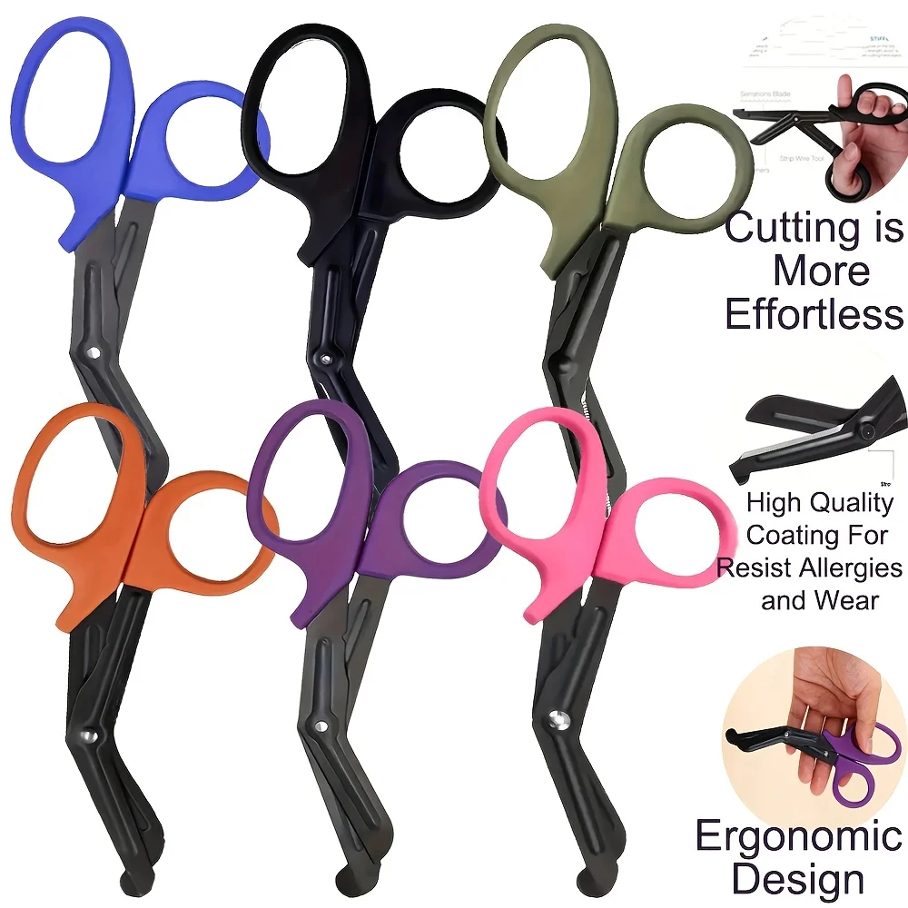 

Набор из 6 многофункциональных ножниц с износостойким покрытием для ежедневного использования в офисе, шитье, рукоделие, школьные принадлежности