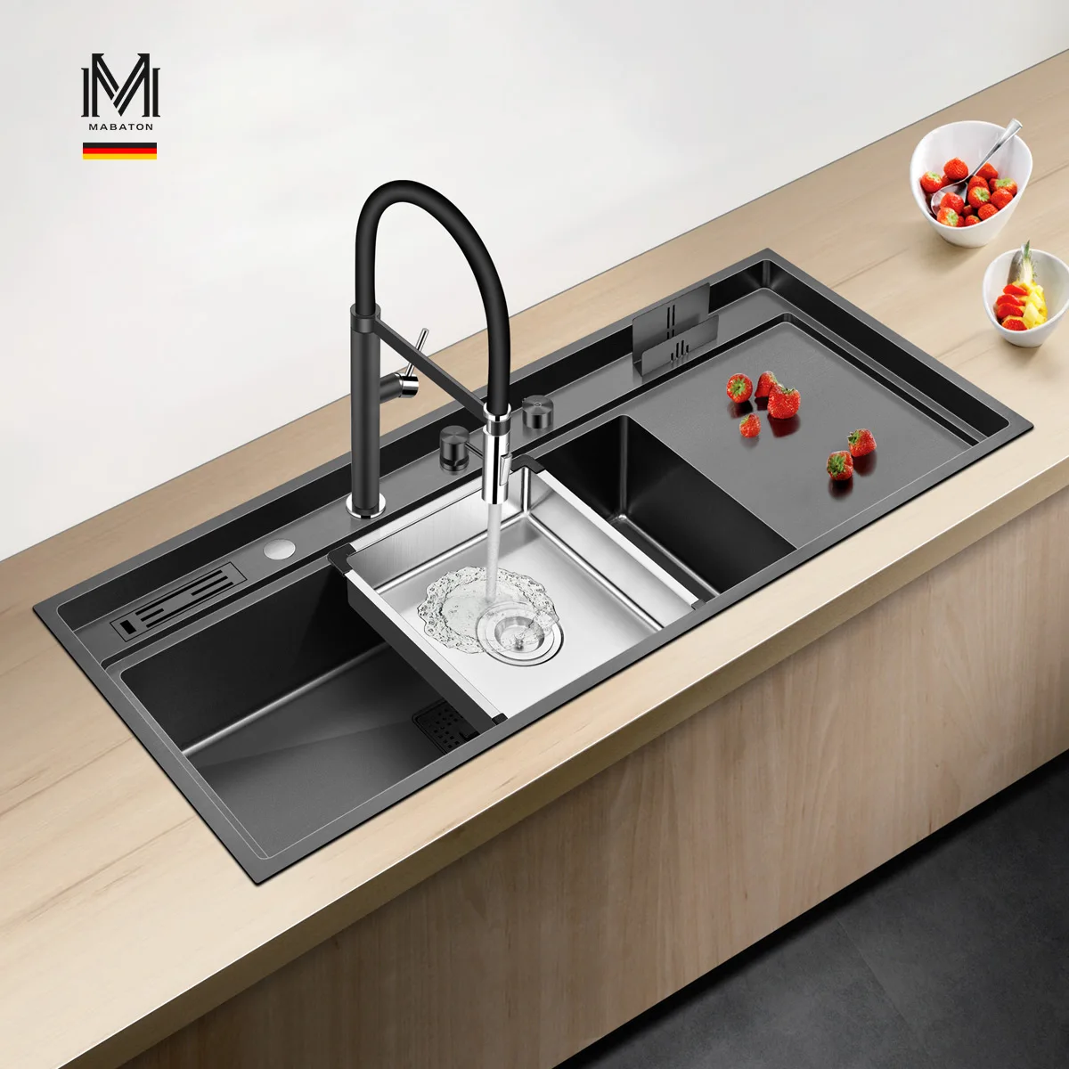 

ASRAS kitchen sink, household stainless steel large sink, nano gray multifunctional kitchen sink