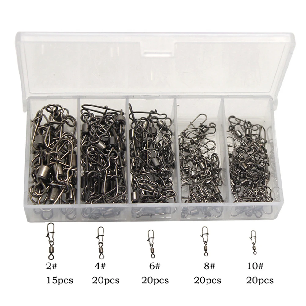 

96pcs/Set Fishing Connector Swivels Interlock Pin Snap Rolling Swivel For Fishhook Lure Fishing Accessories