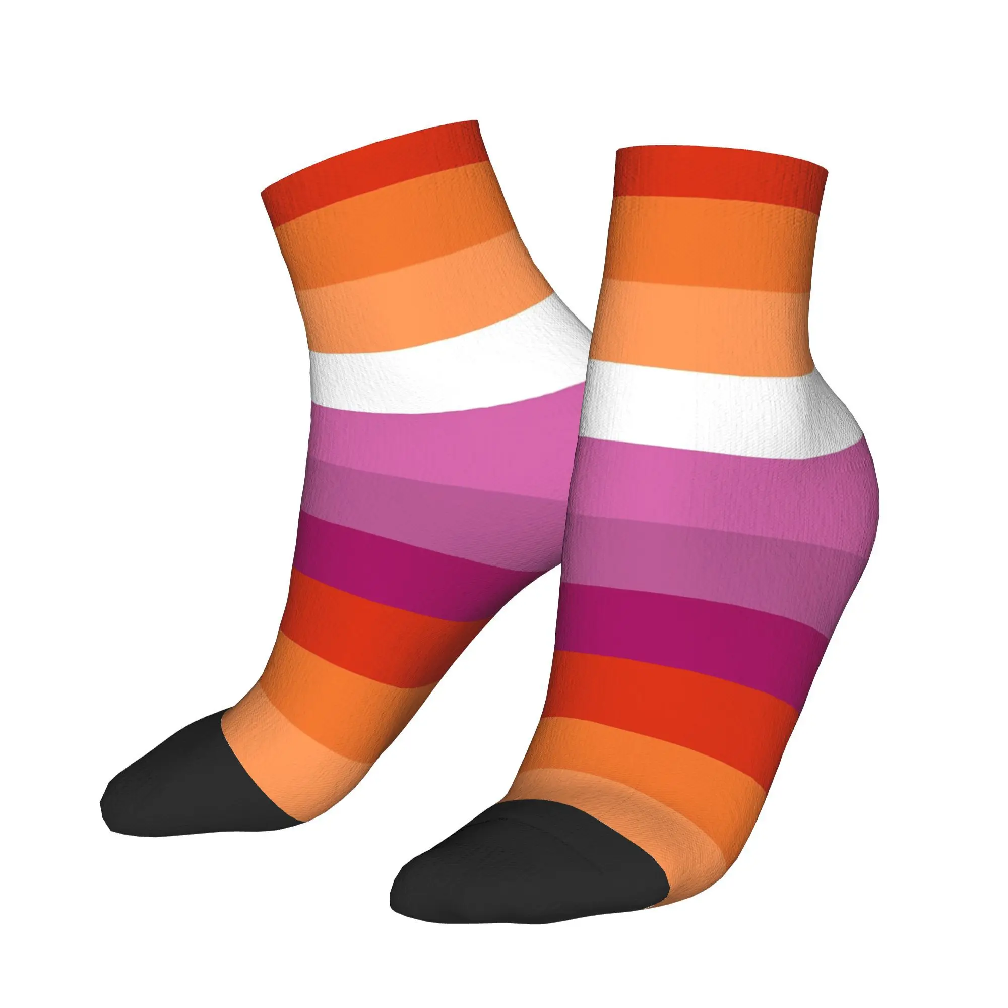 

Orange Magenta Lines Lesbian Pride Flag Butch Femme Pride Flag Socks Harajuku Stockings All Season Socks Accessories for Unisex