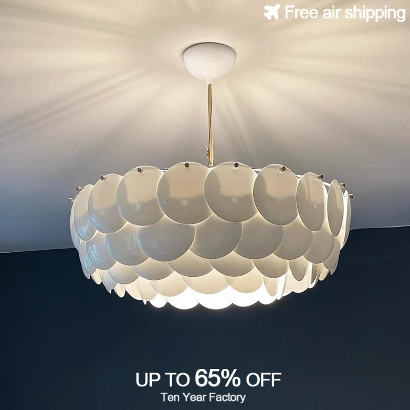 

Luxury French Artistic White Ceramic Round LED Chandelier Ceiling Pendant Light for Living Room Indoor Decorative Hanging Fixtur