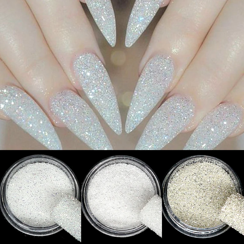 1g Shiny Nail Glitter Sequins 3D Silver White Hexagon Sequins Sparkly Flakes Sandy Powder Dust For Manicure Nails Art Decoration