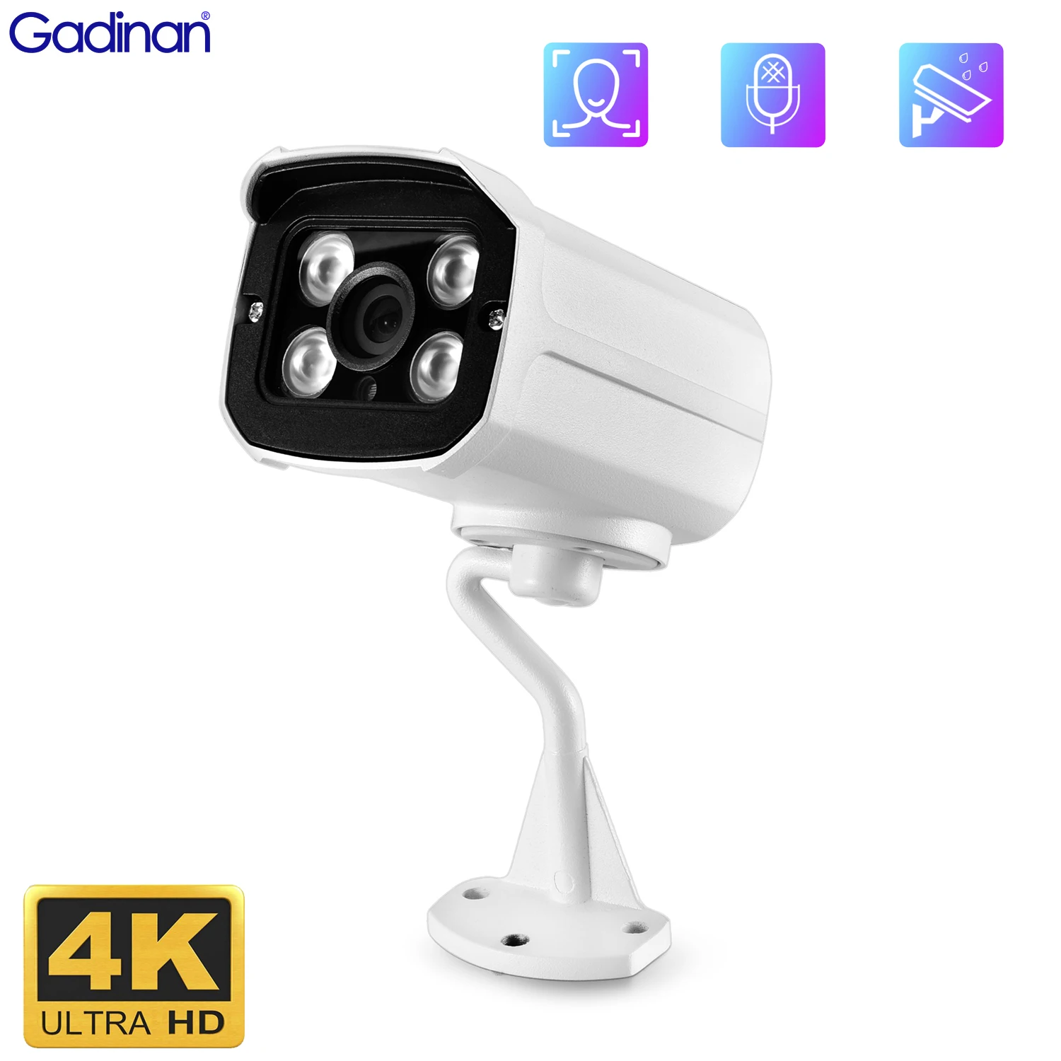 

Gadinan 8MP 4K POE Smart IP Camera H.265 Audio Face Detection Outdoor Security Surveillance Bullet IR Night Vision CCTV Camera