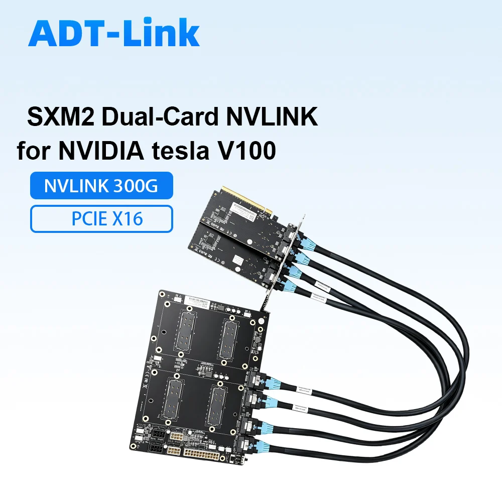ADT SXM2 Dual /2 GPU Pass-Through Backplane for NVIDIA V100 300GB NVLink Internal / External Expansion Card X16 SFF-8654 Cable