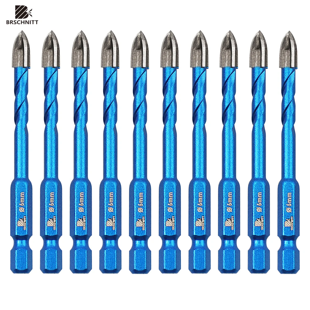 BRSCHNITT  10PCS/SET 6mm Drill Bit Set Quick-fit Hex Shank Carbide Tipped Hole Saw Woodworking For Plastic Masonry Ceramic Tile