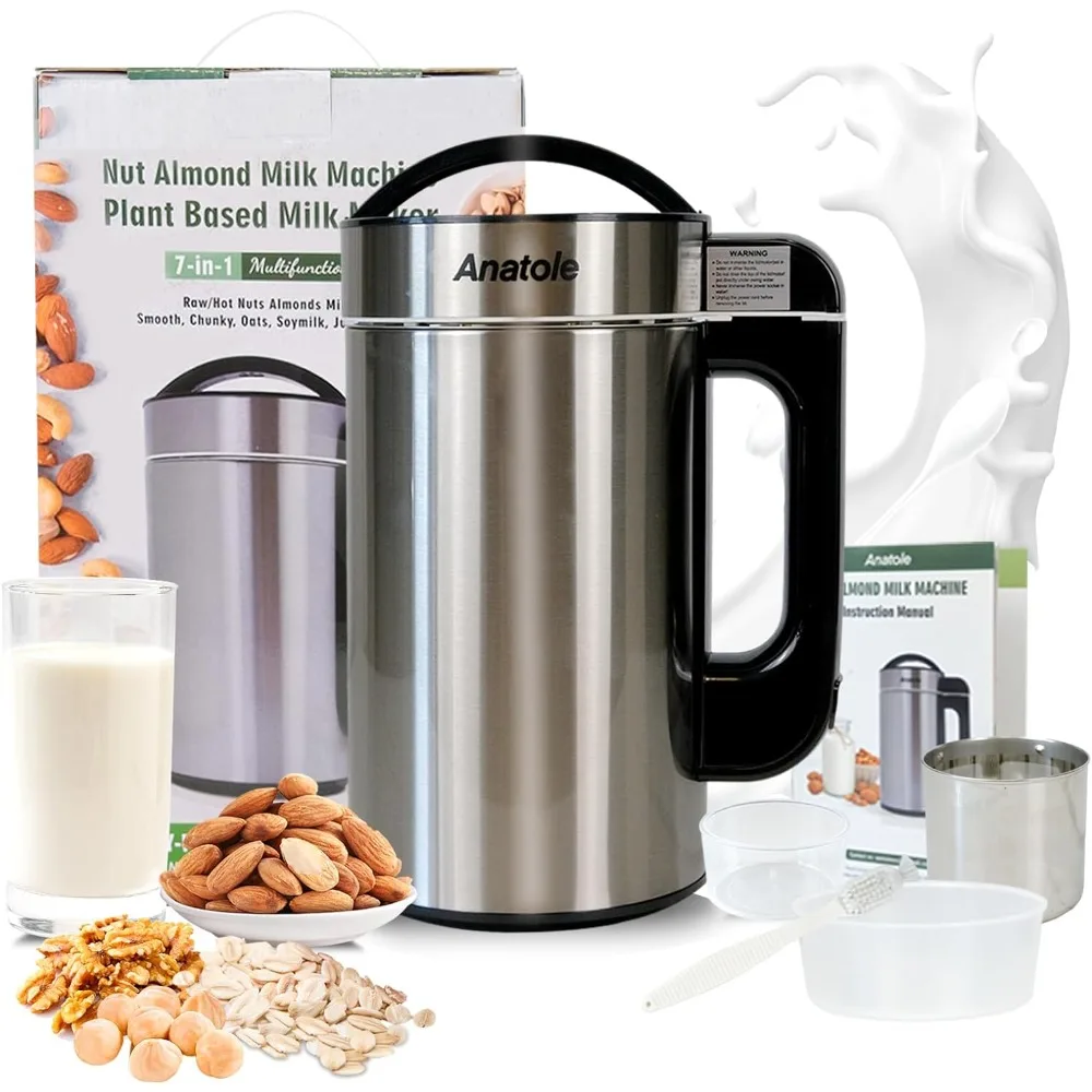 Nut Milk Maker 51oz 1500ml Stainless Steel Raw Almond Milk Machine 7-In-1 Automatic Soy Oat Cow Plant-Based Milk Homemade