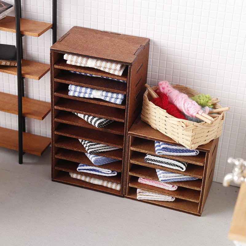 Mueble de tela en miniatura para casa de muñecas 1:12, gabinete de almacenamiento, decoración para el hogar, accesorios para casa de muñecas