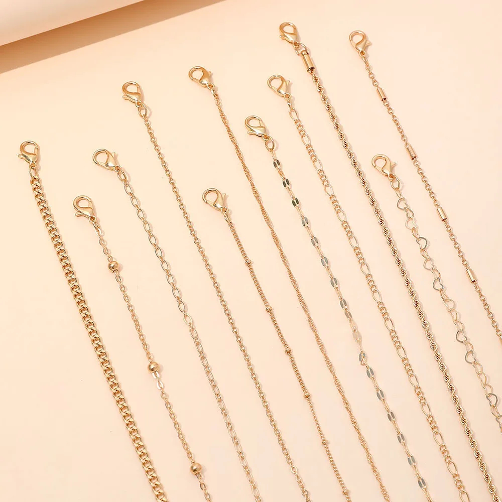 11Pcs Boho Twist Chain Bracelet Set For Women Punk Gold Silver Color Adjustable Cuban Link Bracelet Fashion Party Jewelry Gift image 3