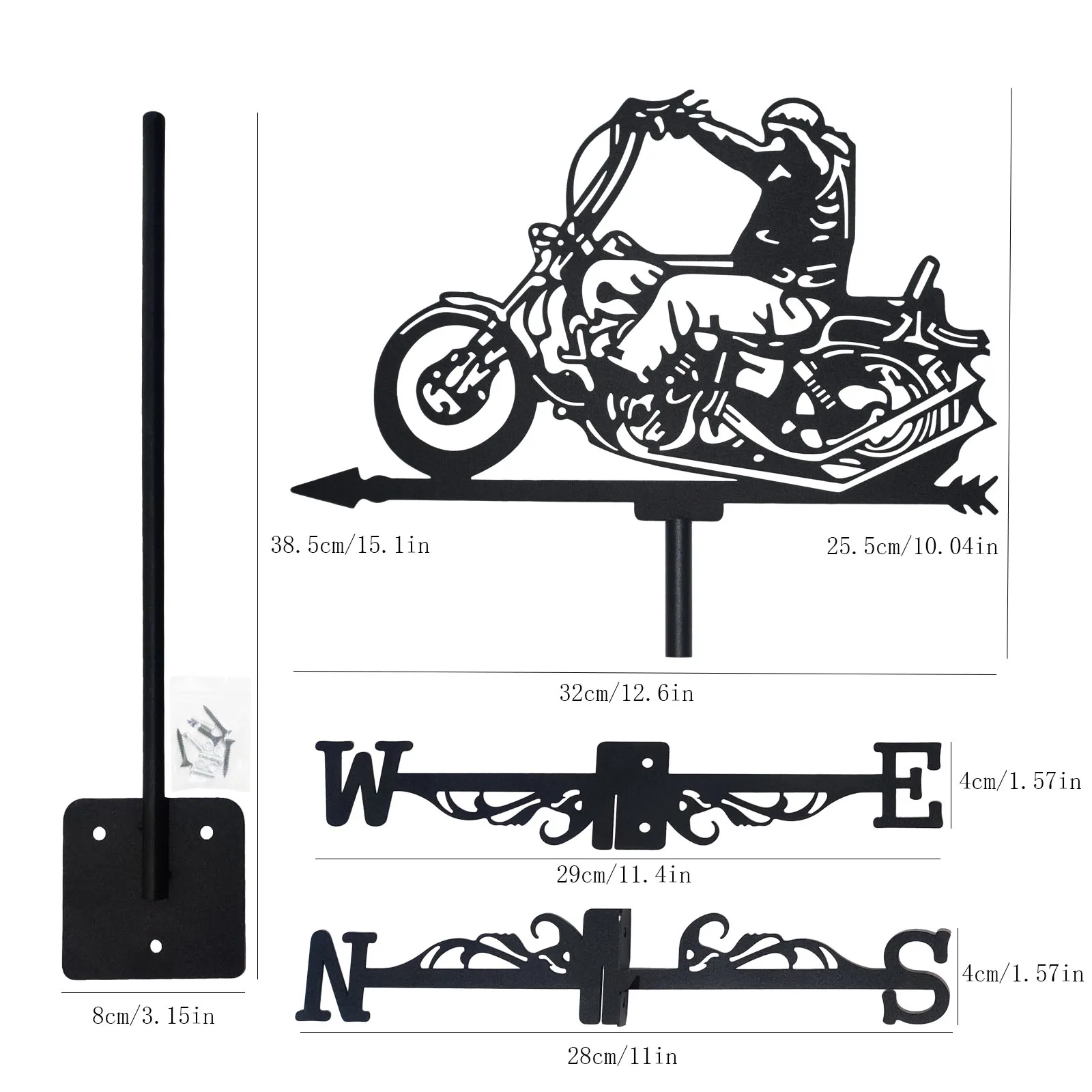 Motorcyclis-Black Metal Silhouette Art, Motorcycle Ride, Wind Vanes, Decorações ao ar livre, Jardim para telhado, quintal, construção, motociclismo