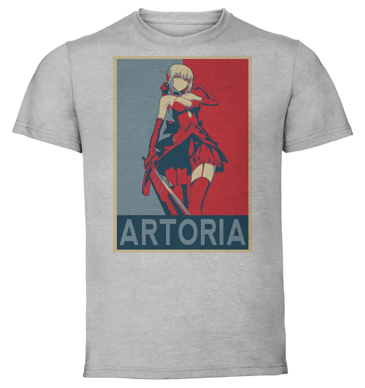 T-Shirt Unisex Grey Propaganda Fate Grand Order Saber Alter Artoria