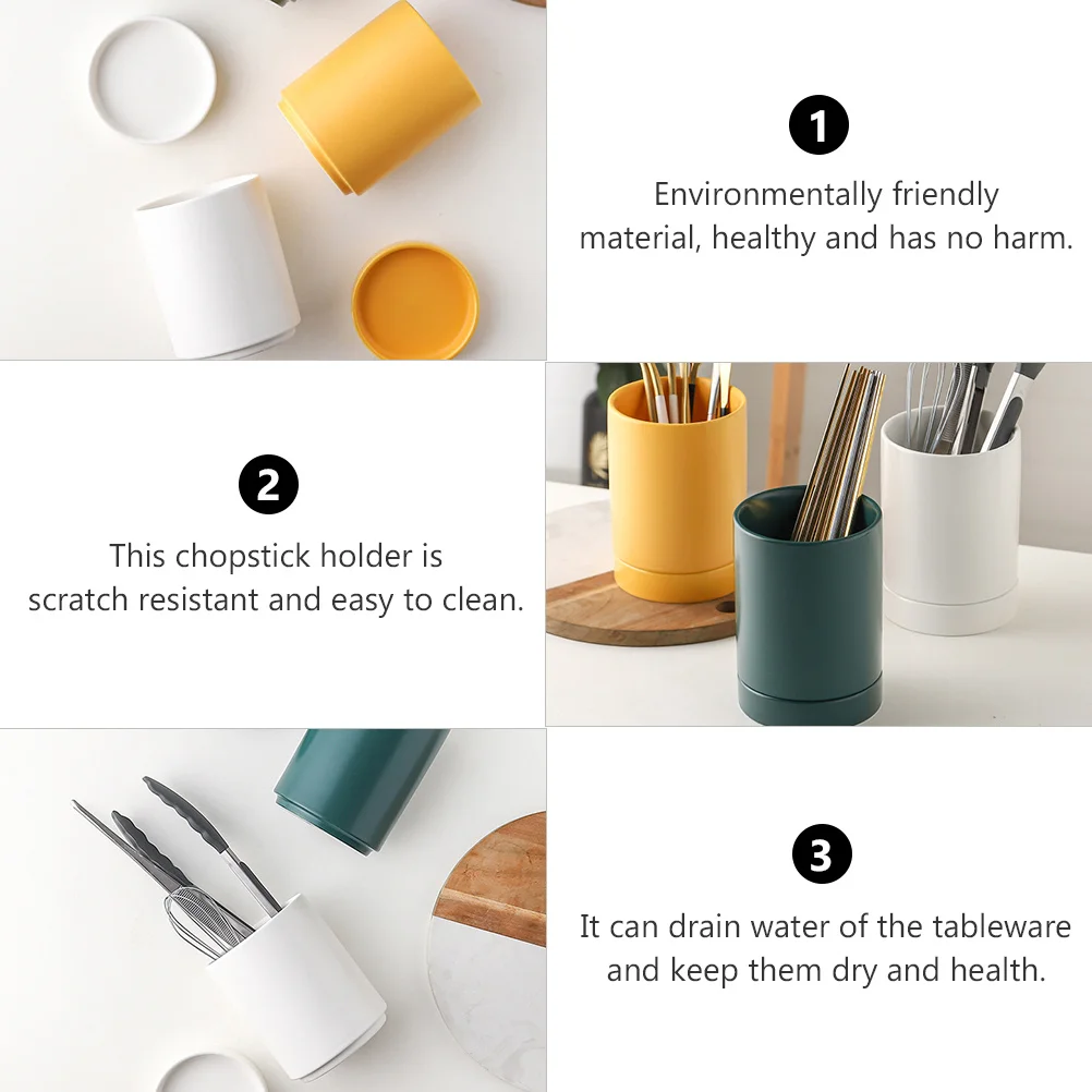 

1Set Ceramic Chopstick Holder Practical Kitchen Organizer Scratch Resistant Easy Clean Utensil Storage with Drain Plate