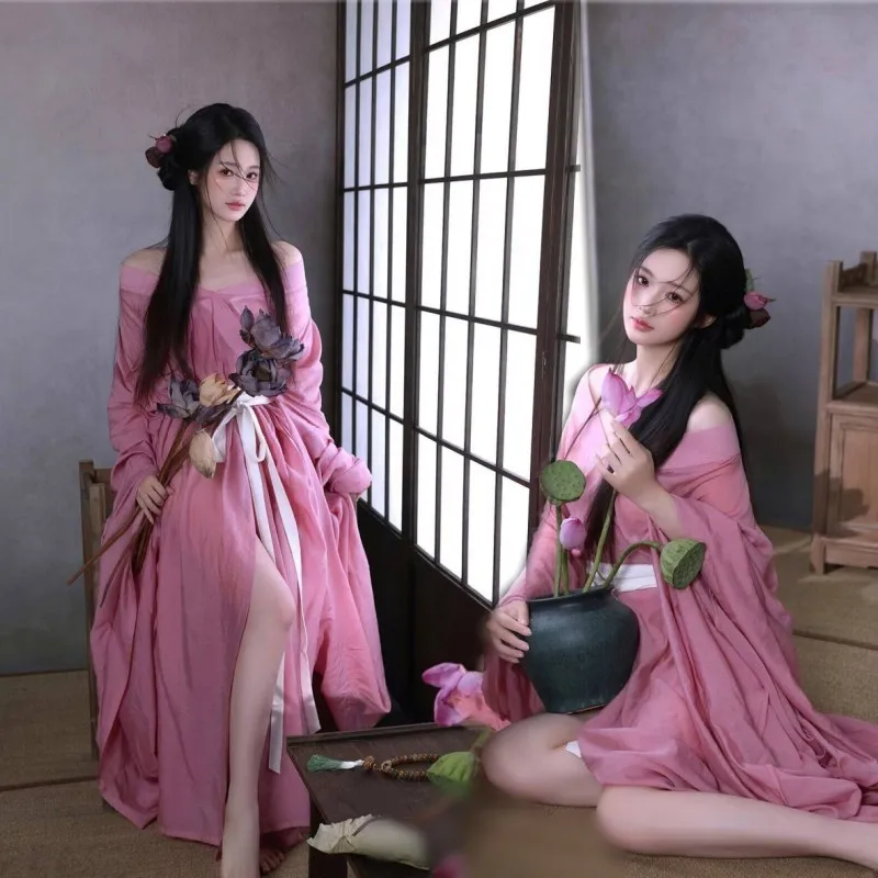 新しい着物レトロな紫色のドレス女の子アート写真写真撮影服