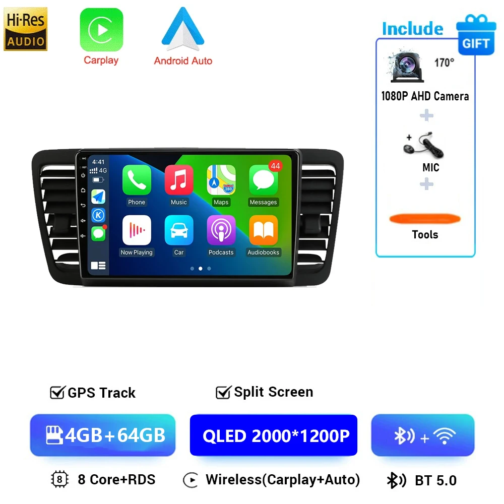 Android 16 Voor Subaru Outback 3 Legacy 4 2003-2009 LHD 2K QLED Android Autoradio Multimedia Video speler GPS Stereo CarPlay 4G - afbeelding 1