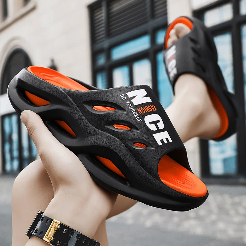 

Мужские тапочки, верхняя одежда, сандалии на толстой подошве, материал EVA, модные сандалии на плоской подошве, дышащая обувь без шнуровки