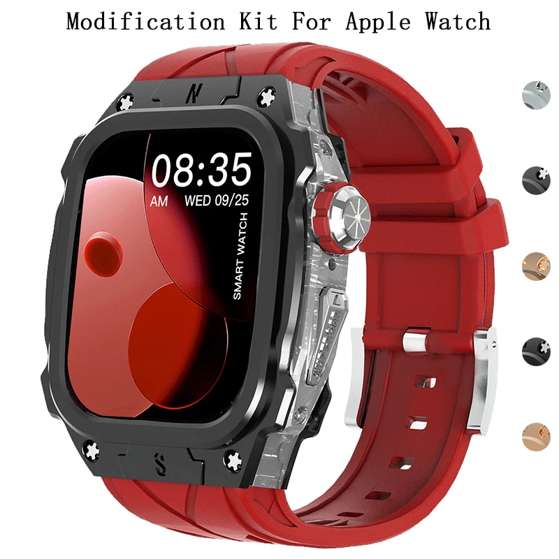 

Комплект модификации для Apple Watch S11 10 46 мм, ремешок + прочный чехол для iWatch Series 11 10 46 мм, силиконовый ремешок, ремонт мода