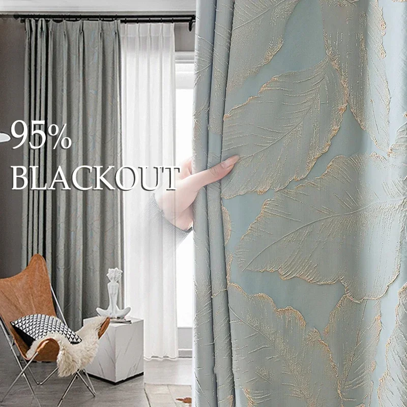 

Light Luxury Curtains for Living Room Bedroom Blackout High Quality Window Curtains Morden Gold Jacquard Room Curtain Decoration