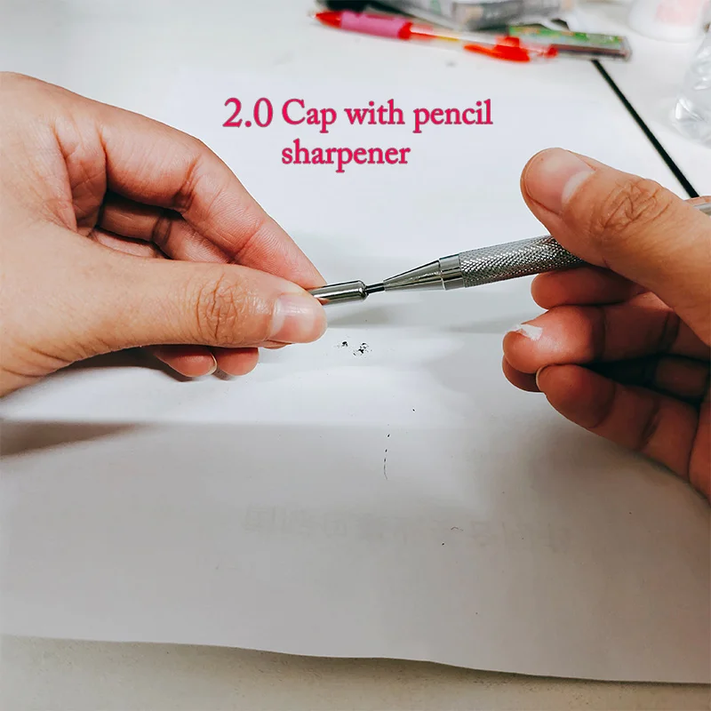 2.0 Mm Mechanical Pencil Full Metal Automatic 2mm Color Pen School Black Lead 12 Color Refill For Painting Engineering Drawing