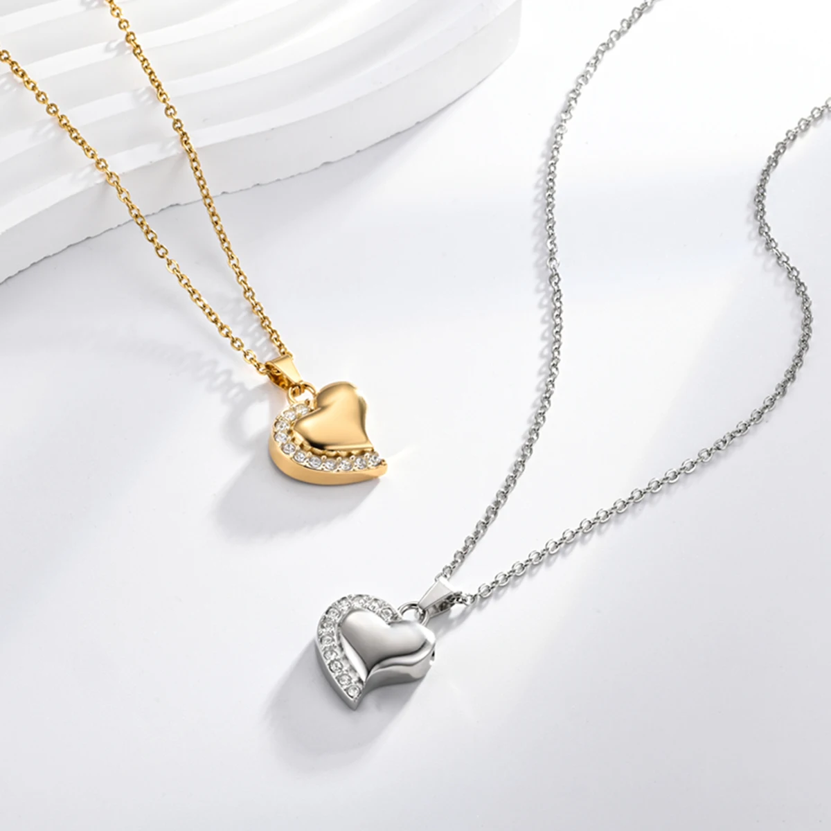 NEW Stainless Steel Cremation Jewelry for Ashes Pendant Crystal Heart Urn Necklace with Mini Keepsake Urn Memorial Ash Jewelry