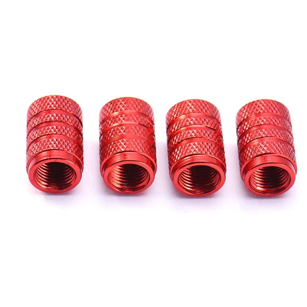 4pcs Car Tyre Air Dust Cover Red Universal Aluminium Bicycle Car Wheel Tire Truck Ventil Valve Stems Caps Auto Accessories