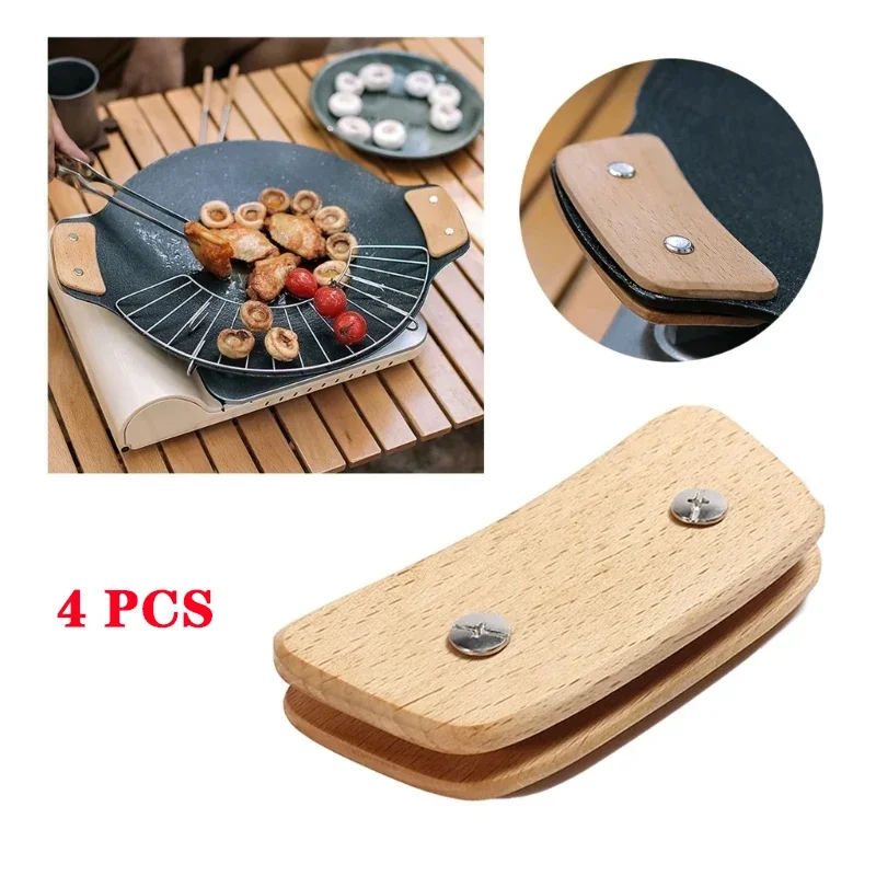 

Wooden BBQ Pan Handle Anti Scald Heat Resistant Insulated Grip Replacement For Sauce Grill Pan Griddle Outdoor Camping