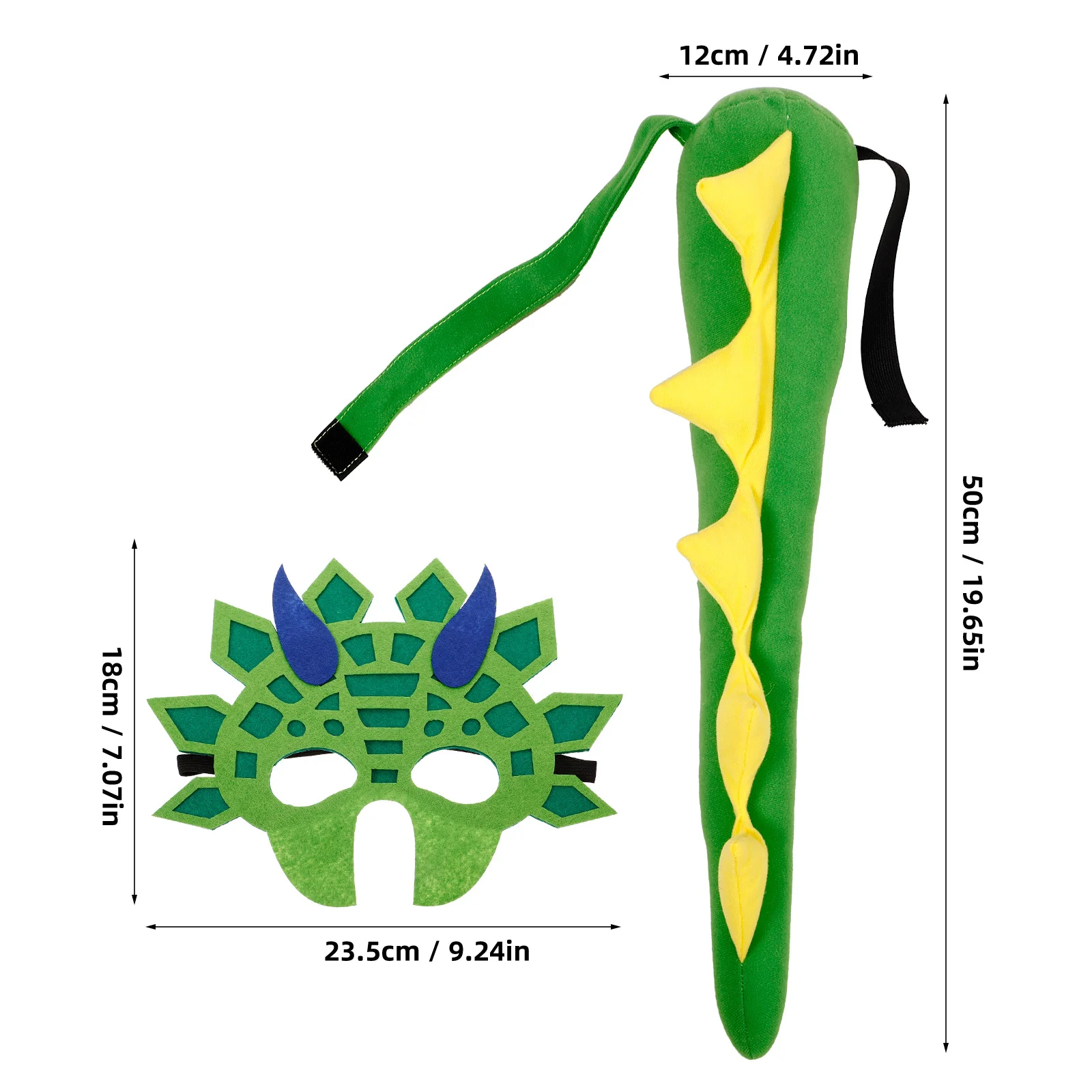 مجموعة واحدة من قناع الديناصور والذيل للأطفال، إكسسوارات أزياء تنكرية لامعة ومضحكة على شكل ديناصور لحفلة عيد الهالوين #4