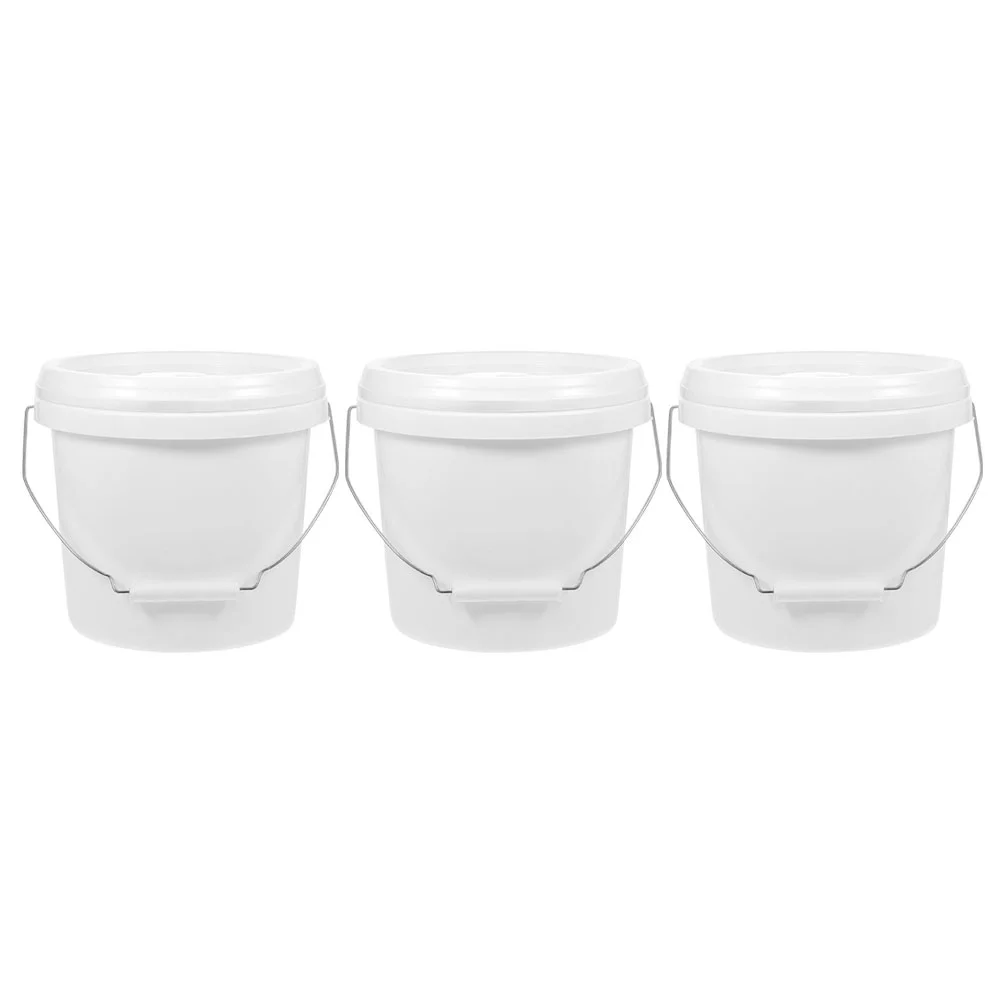 

3 Pcs Paint Bucket Chemical Pigment Storage Container 4L Empty Trash Can with Lid