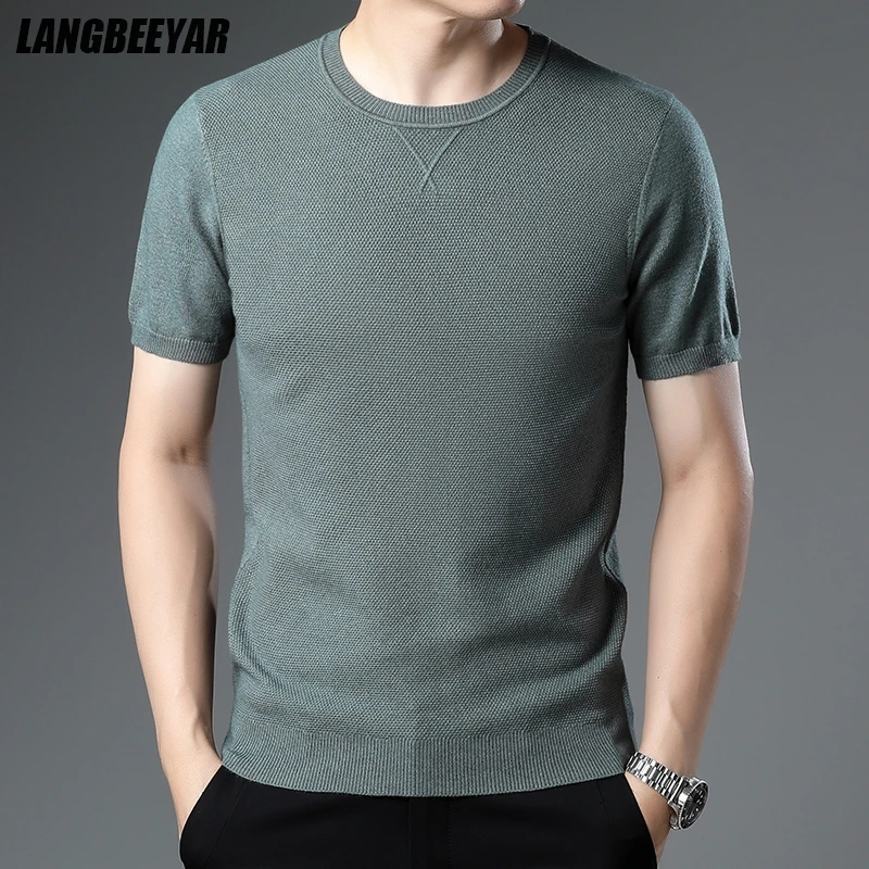 

Top Grade New Summer Brand Tops Sweater Men Round Neck Hipster knit Tee Shirt Short Sleeve Casual Fashion Mens Clothes 2025