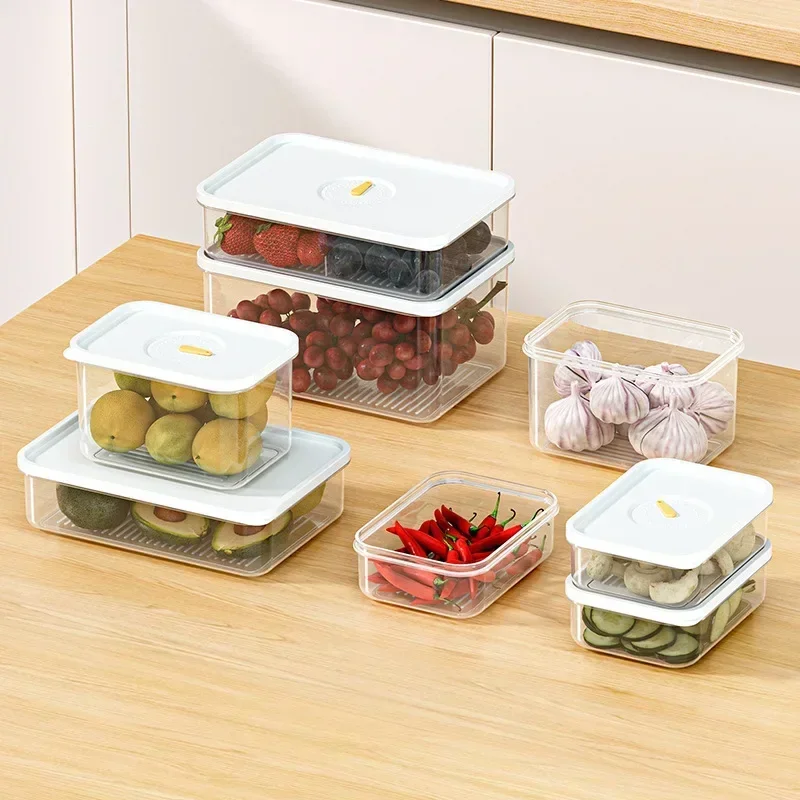 6PCS Thickened Storage Boxes Refrigerator Frozen Meat Dispenser Food Grade Crisper Food Seal Timing Box Kitchen Storage Supplies