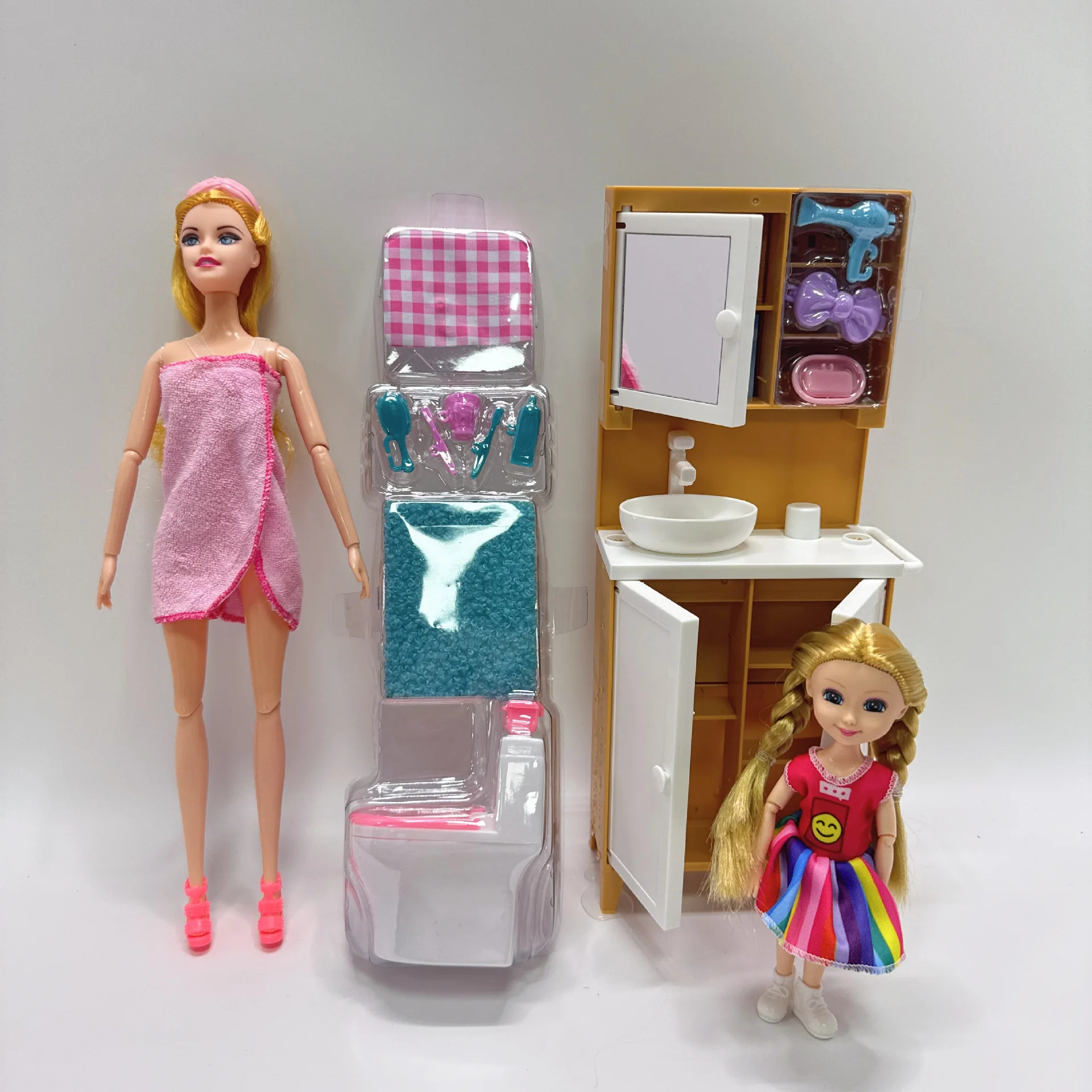 

DollHouse Accessories Bathroom Series Set 30cm Cute Princess Doll Toys 1/6 BJD Joints Movable Bathroom Bath Play House Toys
