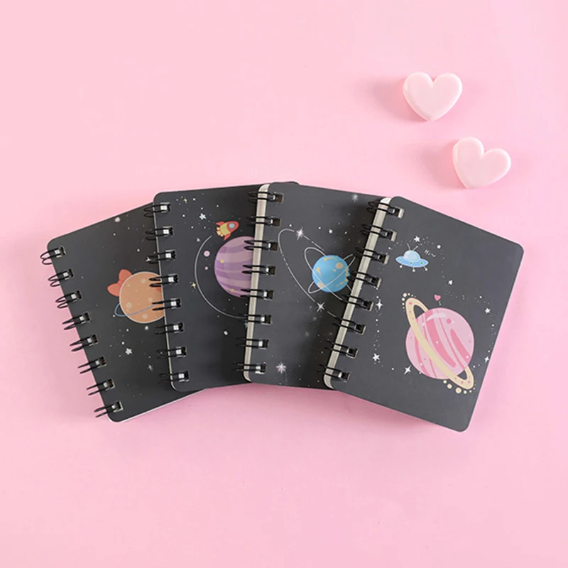 1 Pcs Planet Flip Coil Book Student Portable Pocket Notebooks Mini Notebook A7 Mini Notes School Supplies Office Stationery