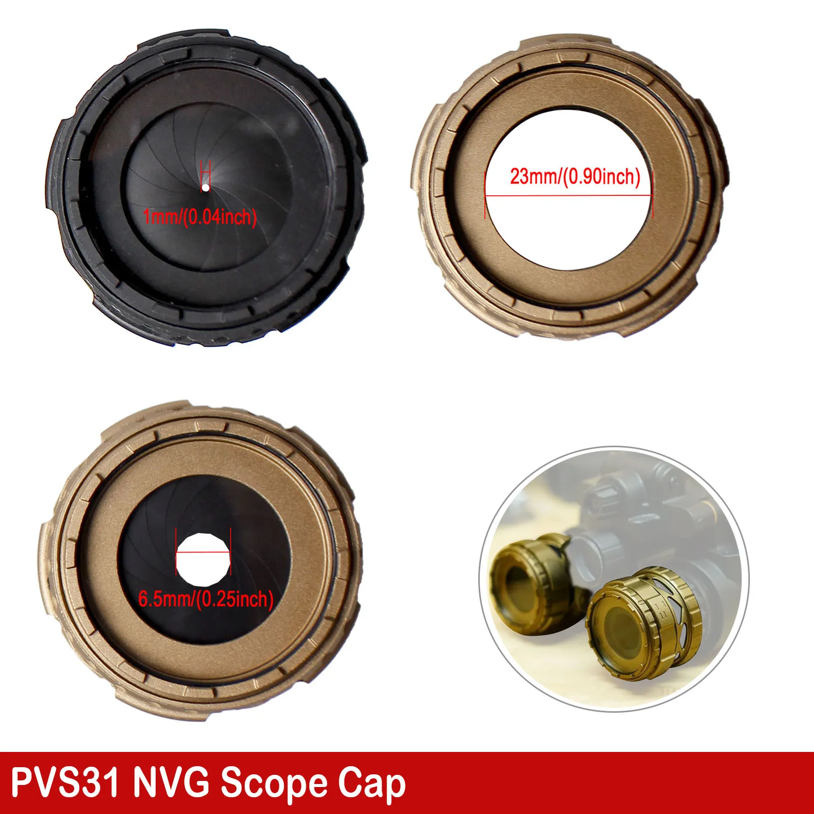 

1PC Aluminum Scope Cap For PVS31 Night Vision Protection Lens Cover Light Shield 1-23mm Adjustable Aperture NVG Cap Accessory
