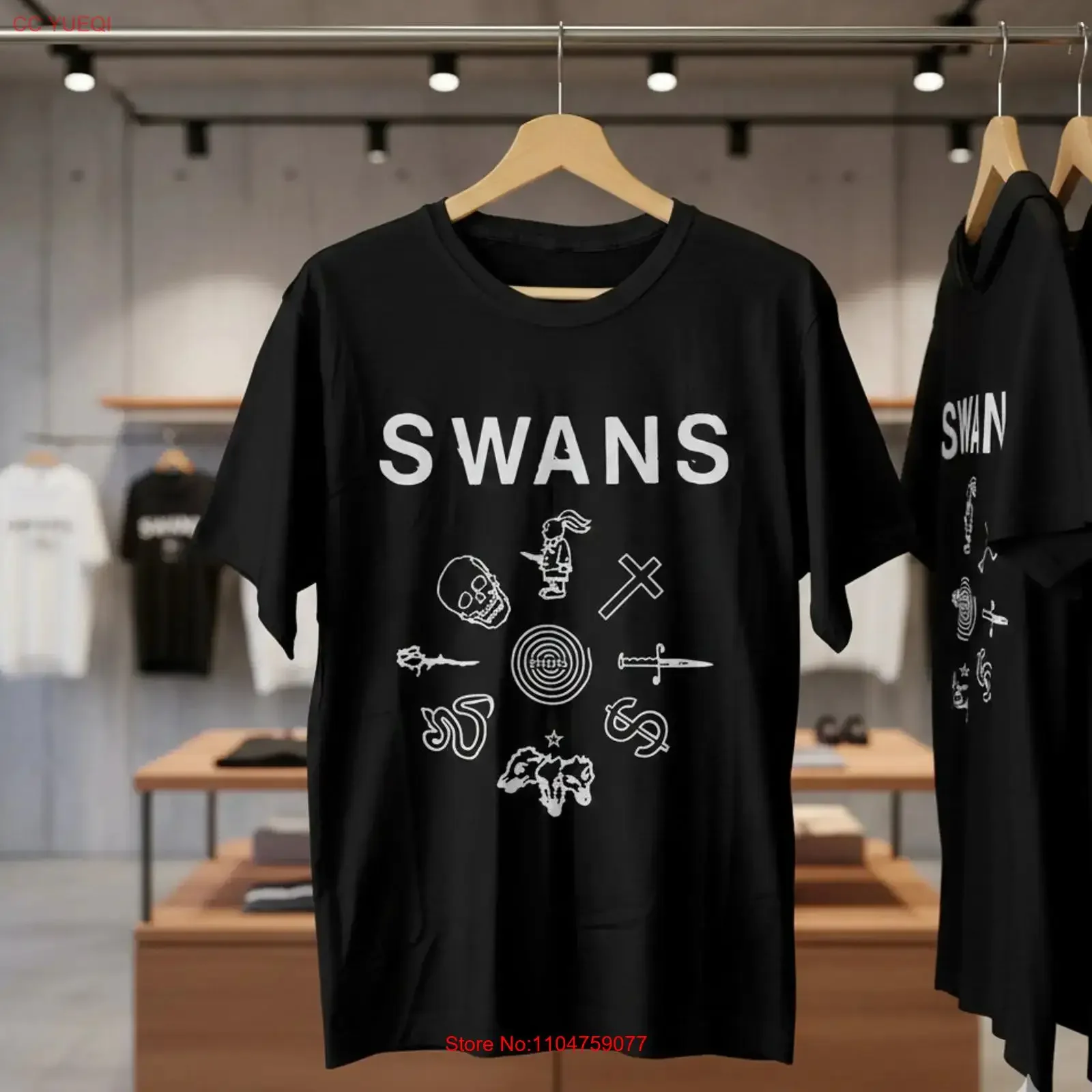 Футболка Swans Band в стиле экспериментального пост-панка и нойз-рока, черная, T216, винтажная, с эффектом потертости, унисекс, для повседневной носки, эластичная, стильная