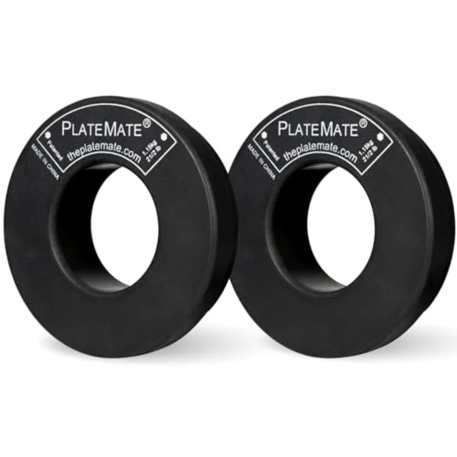 

PlateMate Microload Pair 2 1/2 lb Magnetic Donut Weights 5 lb Set for Home Gym Use Black Durable Steel